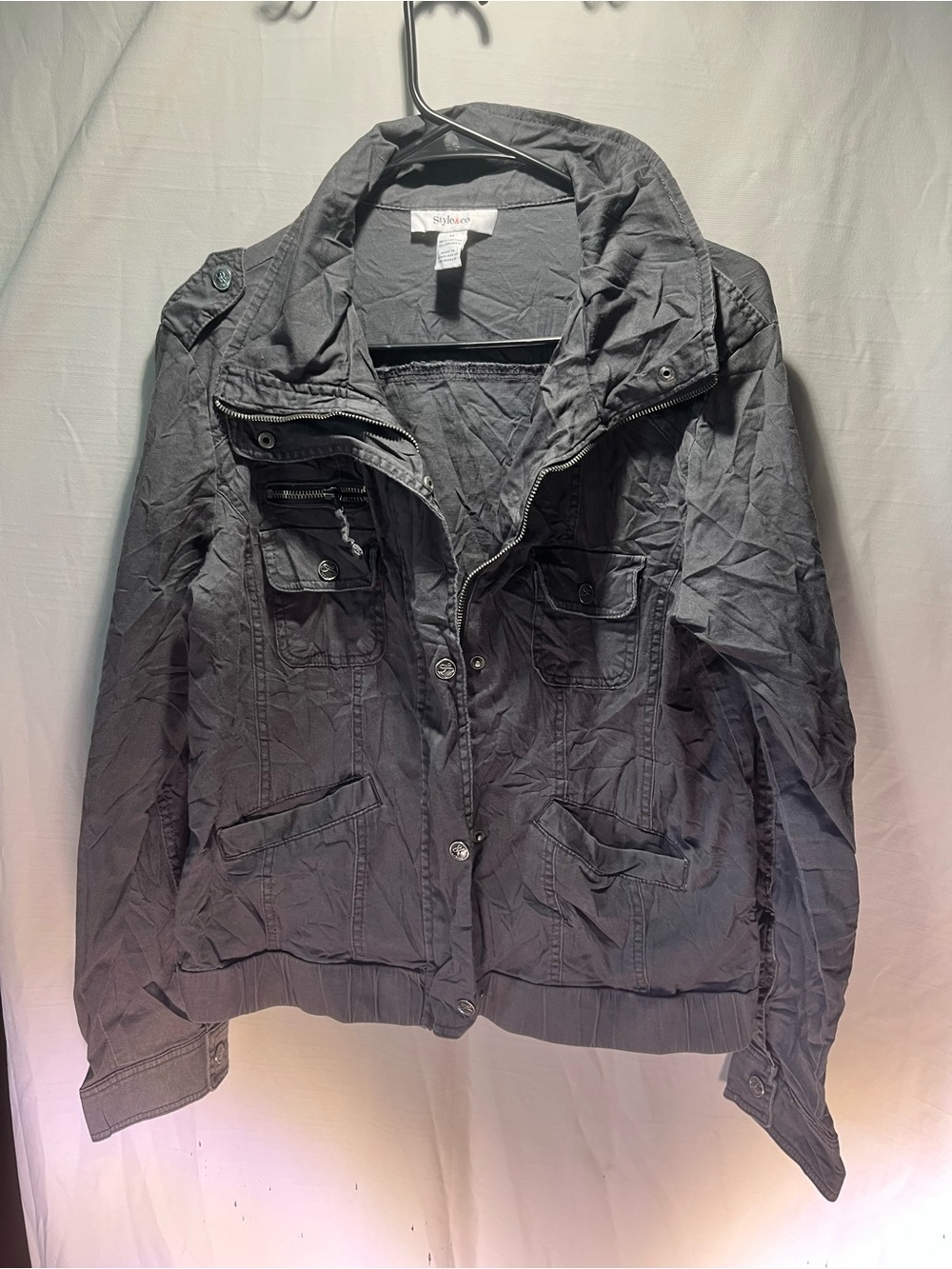 Style & Co. Slate Gray Utility Jacket